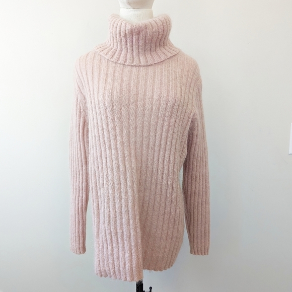 Vintage Mohair Turtleneck Chunky Wide Ribbed Sweater Quiet Luxury - Picture 1 of 12